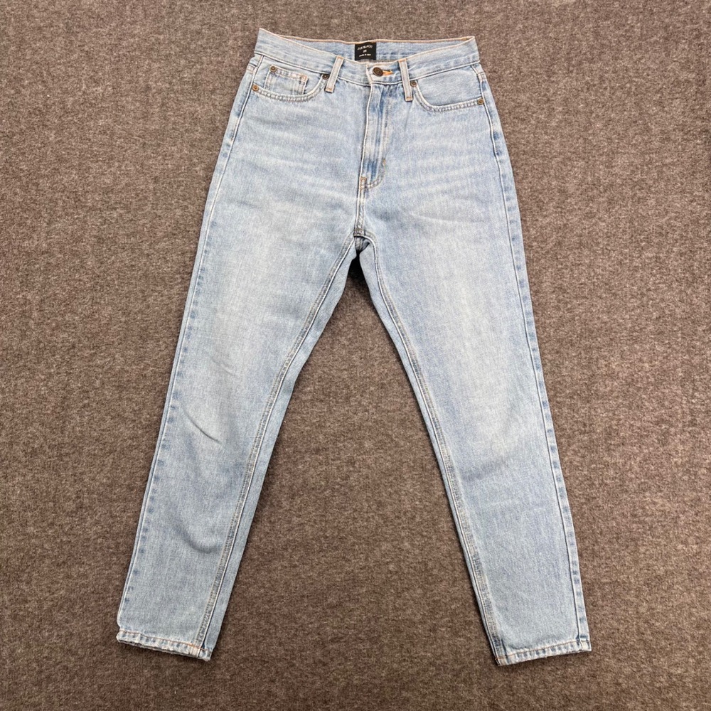 Just‎ Black Denim Size 25 Light Wash High Rise Mom Jeans Made in USA Cotton